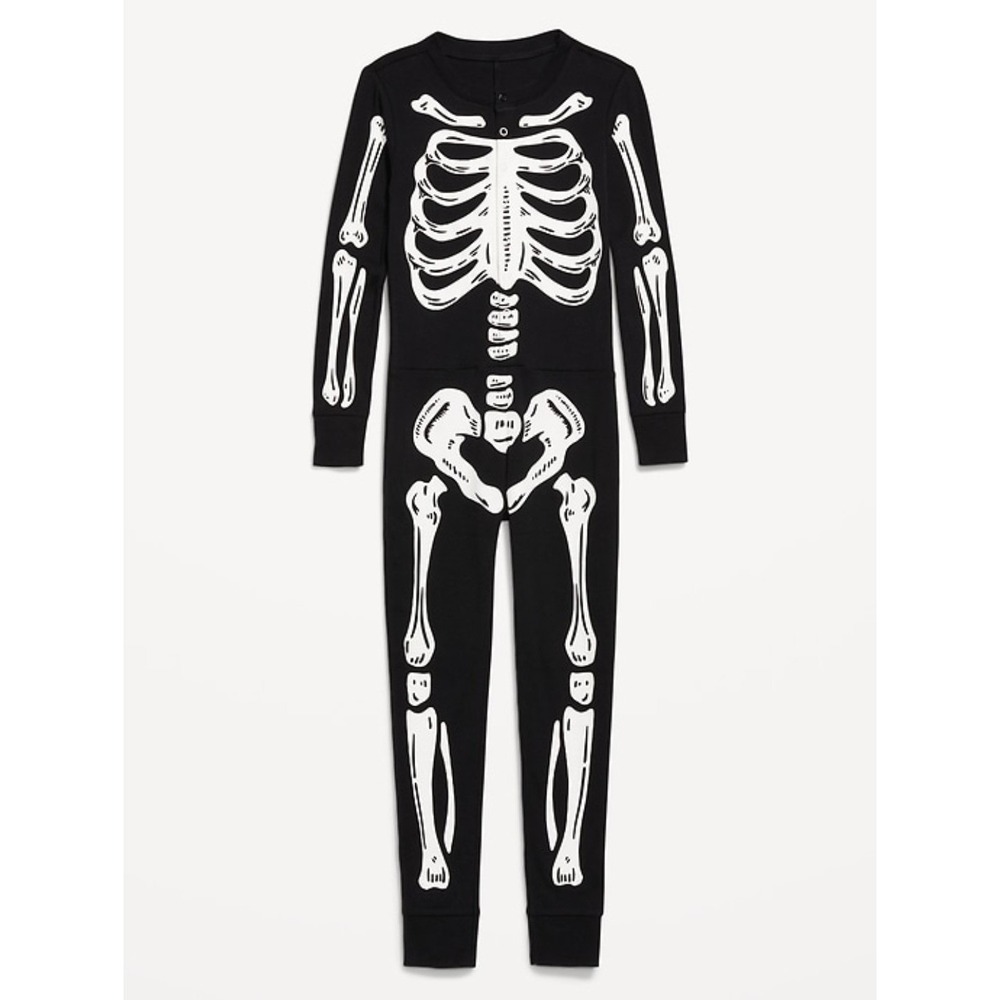 Youth X-LARGE Skeleton Pajamas Black & White Gender Neutral Snug Fit PJ'S